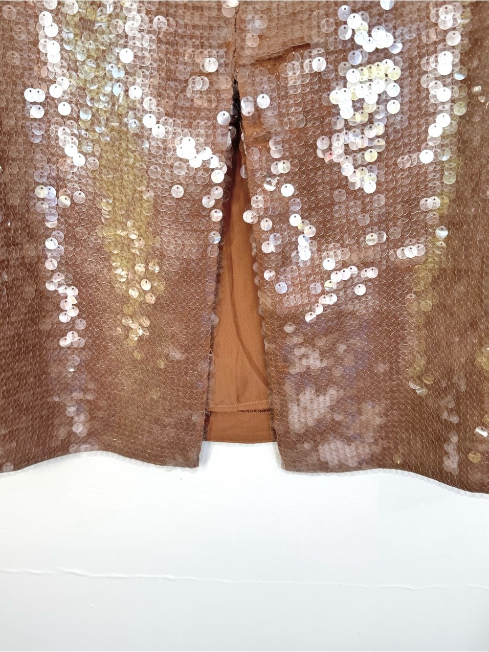 Madewell Sequin Embellished Midi Skirt Beige Tan Party Dressy Fancy Shiny Size 2 - Picture 5 of 8